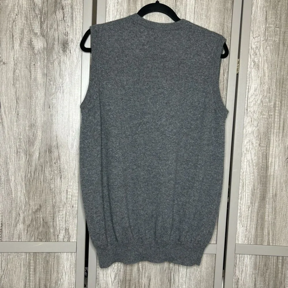 Cashmere Boutique Sweater Vest Men Size XL V Neckline Preppy Gray Color
